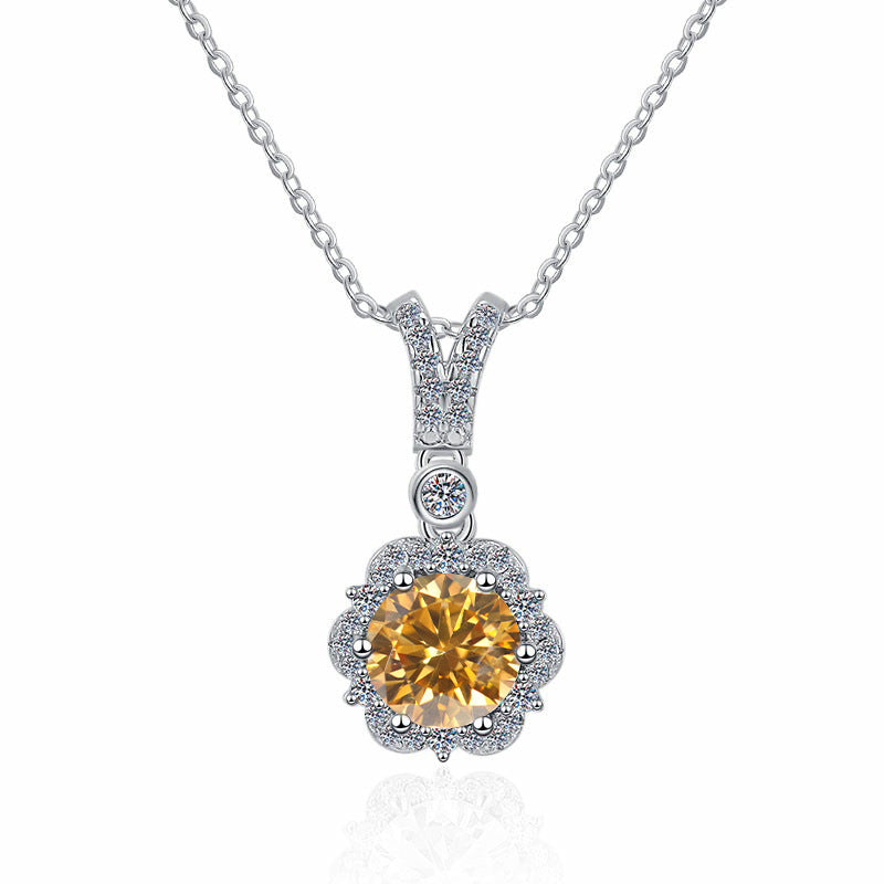 Damen Halskette mit elegantem Blumenanhänger und funkelndem Zirkonia Shop Nory