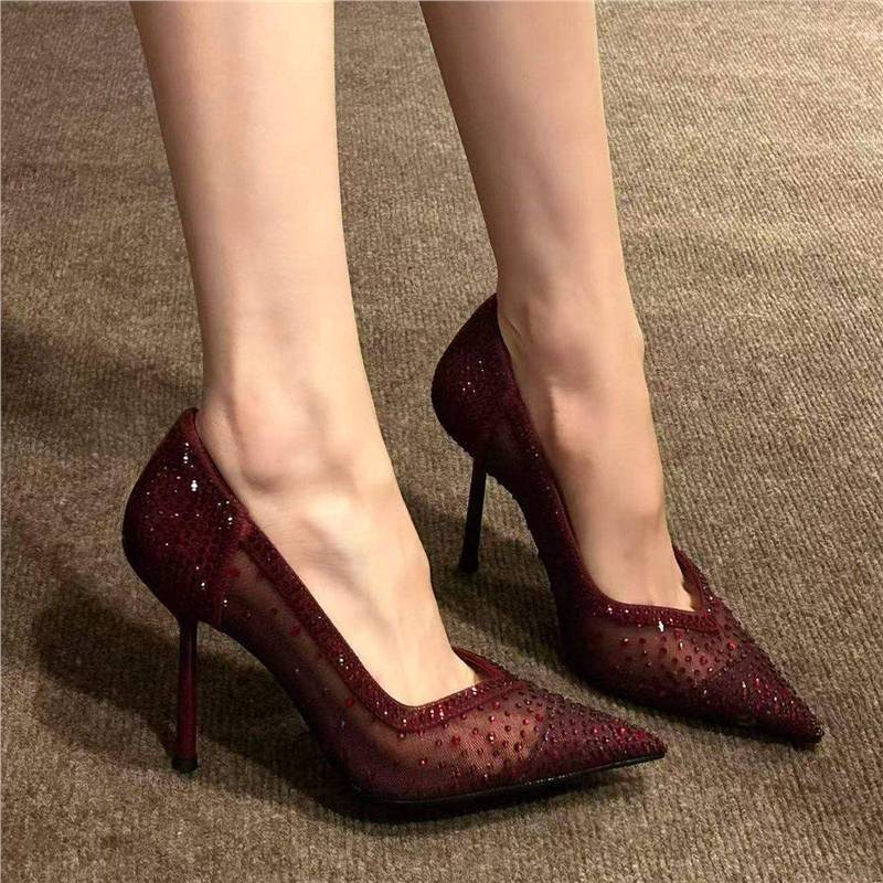 Damen Transparente Mesh‑Stiletto‑Pumps mit spitzer Zehenpartie und Strassbesatz Shop Nory