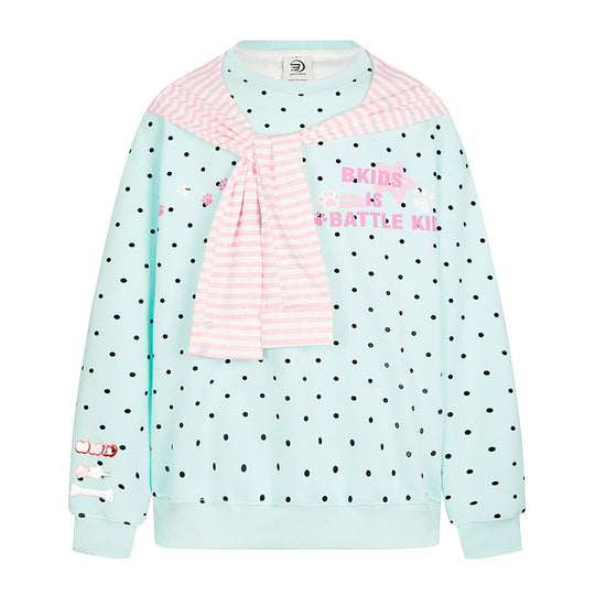 Damen Oversize-Sweatshirt mit Pünktchenmuster, integrierter Streifen-Schalapplikation und Badge-Details Shop Nory