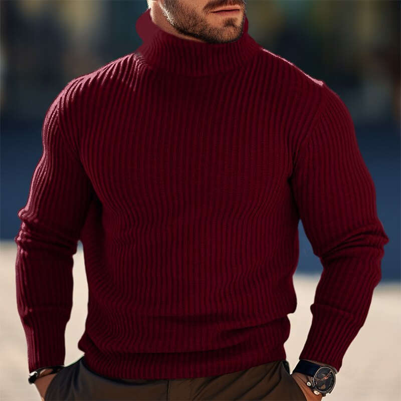 Herren Stehkragen Pullover aus strukturiertem Strick