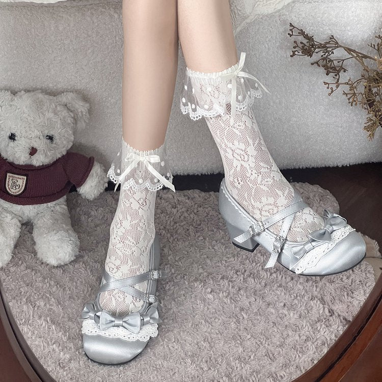 Damen elegante Mary Jane Ballerinas mit modischem Schleifenverzierung Shopnory