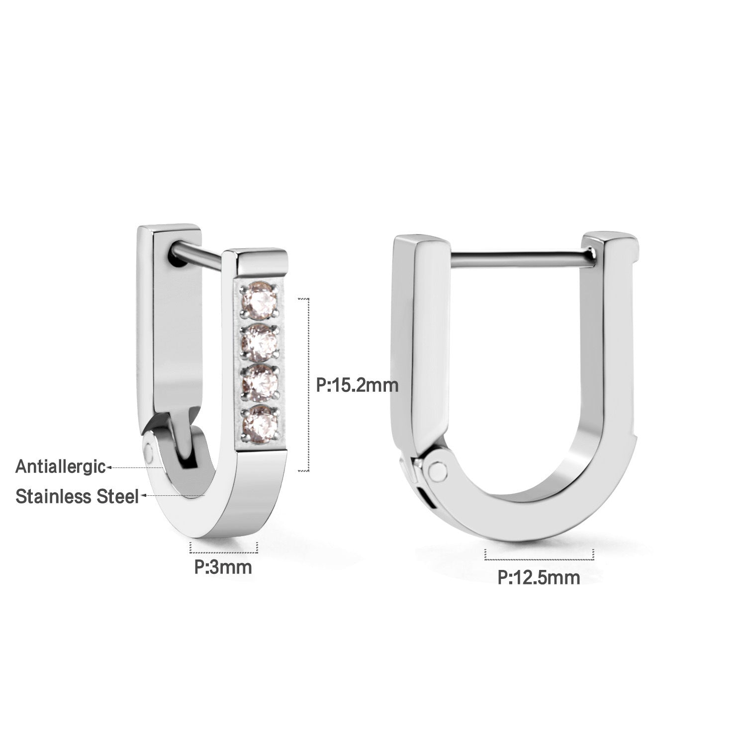 Damen Hängende Edelstahl-Ohrstecker mit funkelnden Zirkonia-Elementen Shop Nory