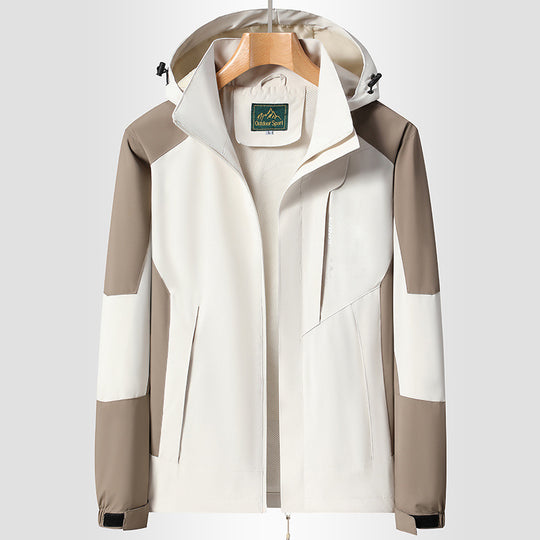 Damen Softshell‑Trekkingjacke mit atmungsaktiver Membran, verstellbarer Kapuze und Colorblock-Design Shop Nory