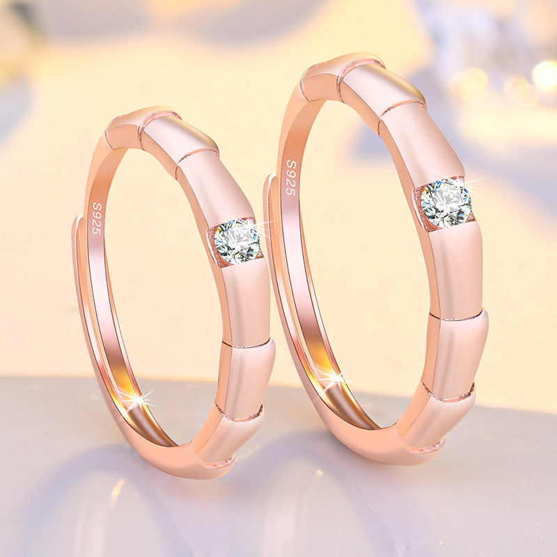 Damenring mit elegantem Bambusdesign und funkelndem Zirkonia Shop Nory