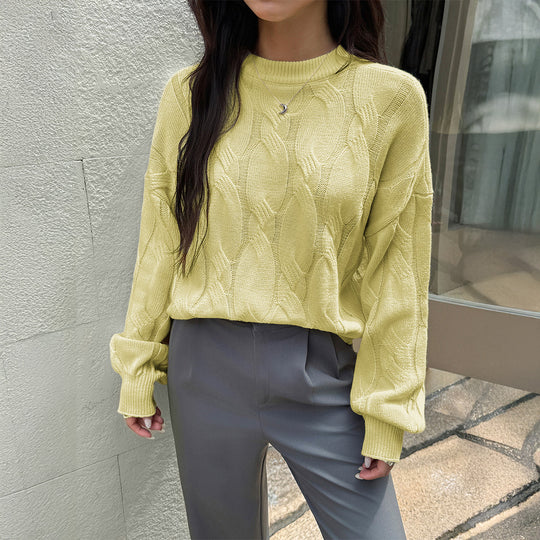 Damen nan cropped Zopfmuster-Pullover mit kastiger Silhouette, überschnittener Schulter und geripptem Saum Shop Nory