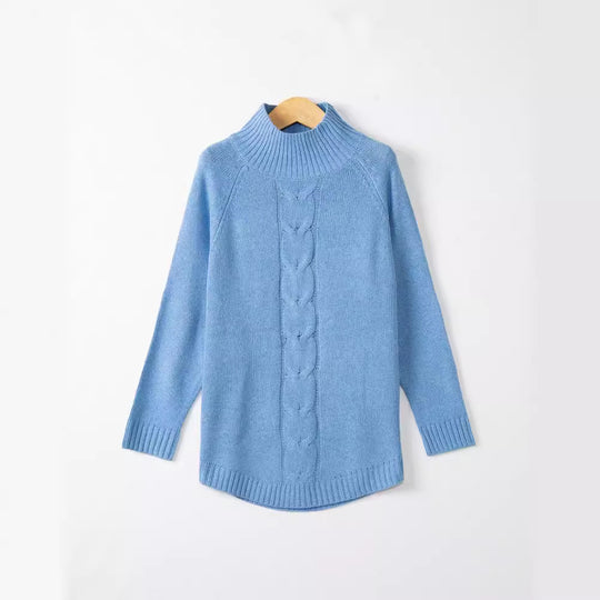 Damen Rollkragenpullover mit Zopfmuster und Raglanärmeln Shop Nory