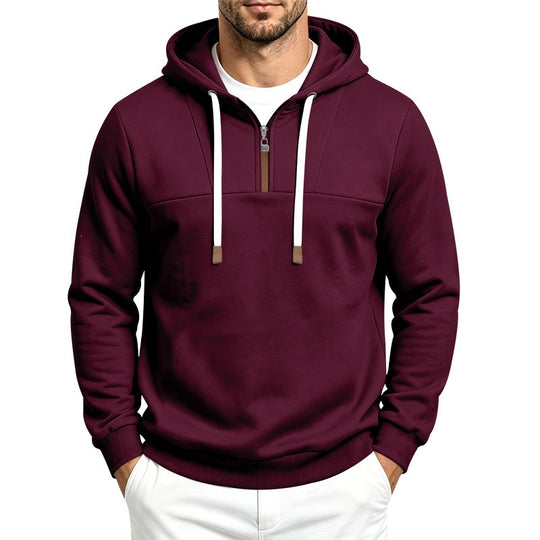 Herren Moderner Halbzip-Hoodie aus French Terry mit Zierriegel und Kordelzug Shop Nory