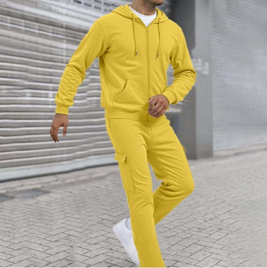 Herren nan athletischer Zip-Sweatset mit Cargo-Jogginghose, ergonomischen Nähten und gerippten Bündchen Shop Nory