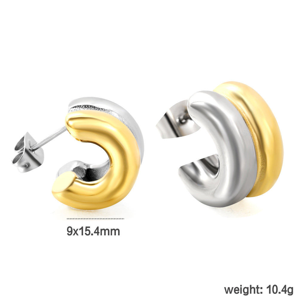 Damen moderne geschwungene Edelstahl-Ohrstecker Shop Nory