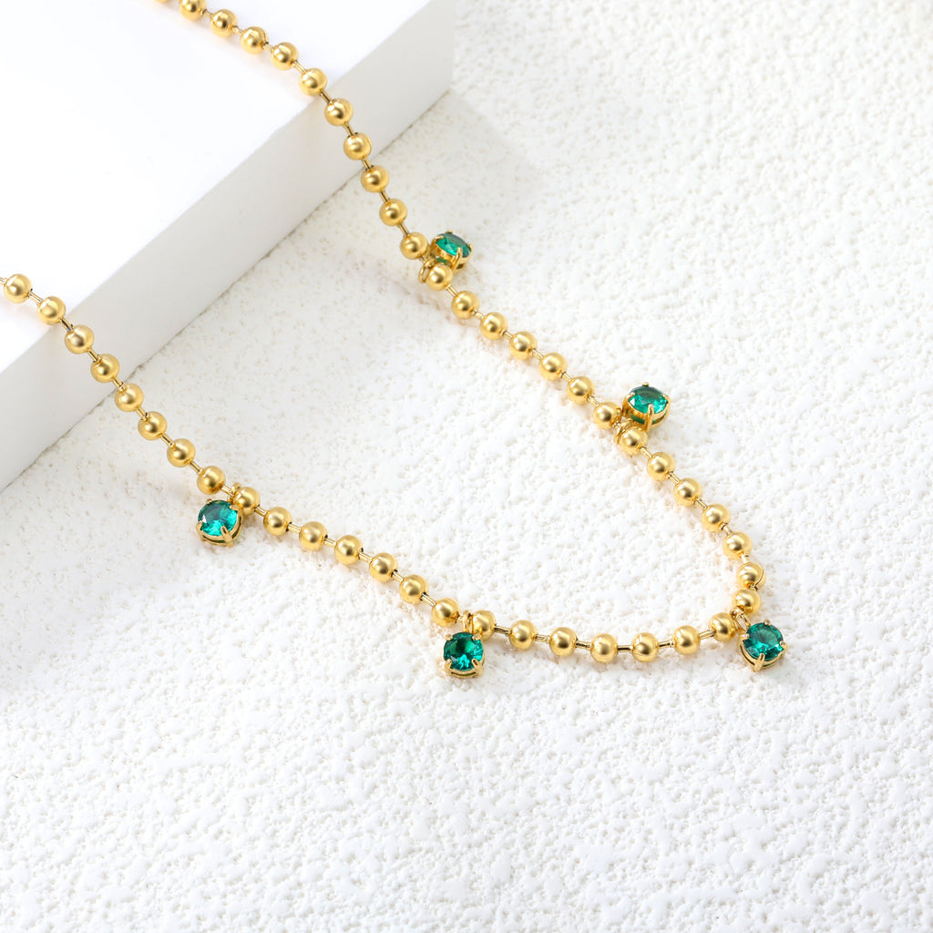 Damen elegante Halskette mit funkelnden Zirkonia und poliertem Goldfinish Shop Nory