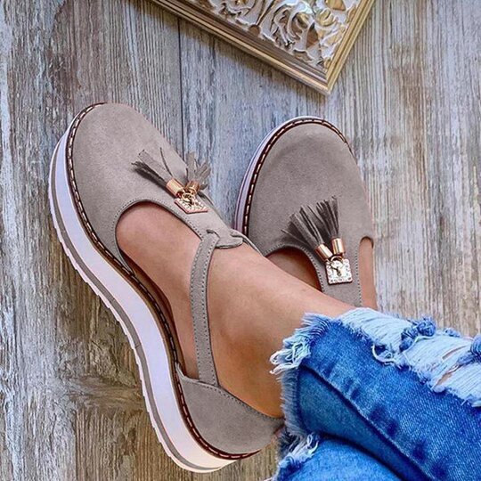 Damen Halbschuhe mit modischen Quasten und rutschfester Sohle