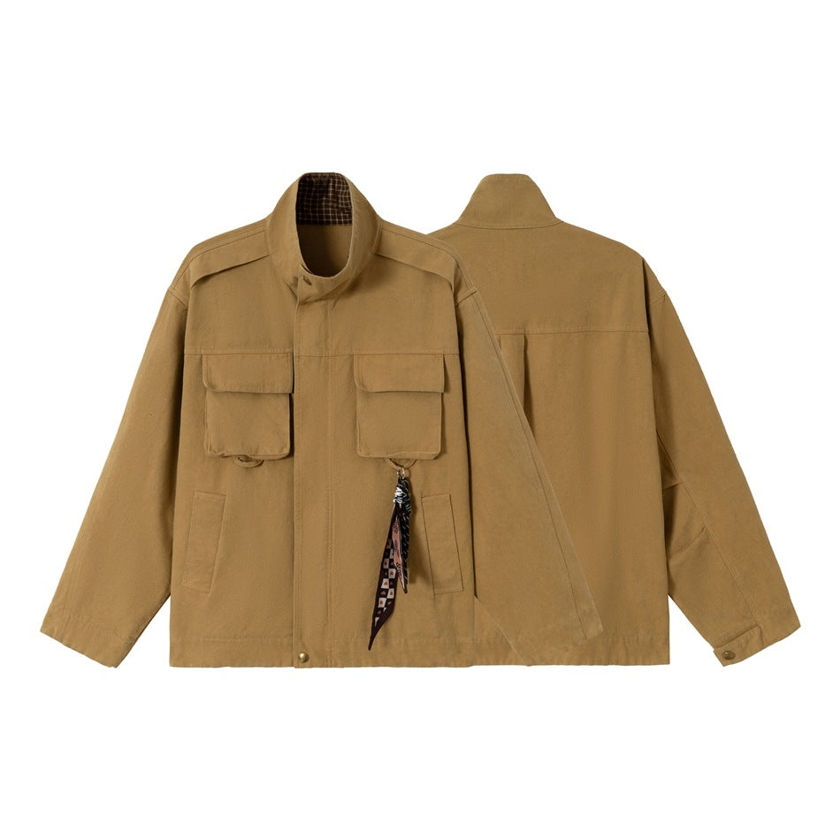Herren Kurz geschnittene robuste Fieldjacke aus Baumwollcanvas mit Stehkragen und aufgesetzten Taschen Shop Nory