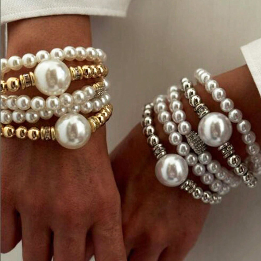 Damen Perlenarmband mit eleganten goldenen Akzenten Shop Nory