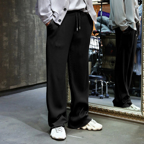 Herren Lässige gerippte Relaxhose mit weitem Bein, Tunnelzug & Eingrifftaschen Shop Nory