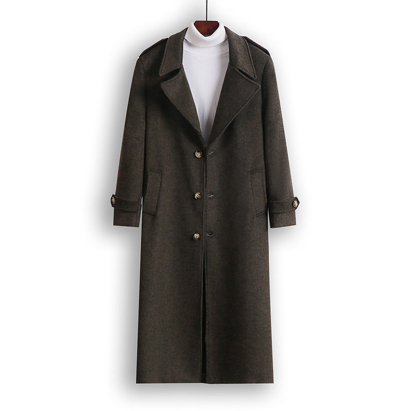 Herren Maxilanger Wollmix-Übermantel mit kastiger Silhouette, Schalkragen und dekorativen Schulterpatten Shop Nory