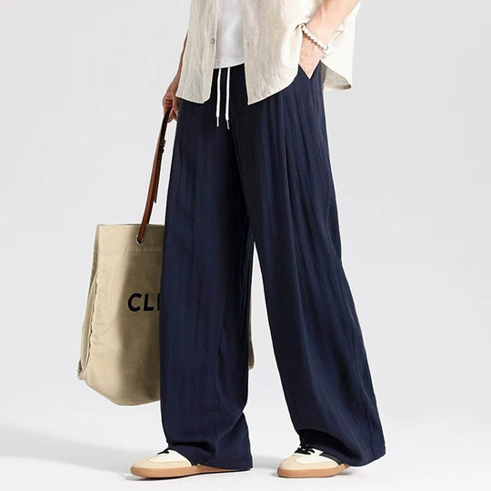 Herren Weite Leinenhose im Oversize-Stil mit Kordelzug und Seitentaschen Shop Nory