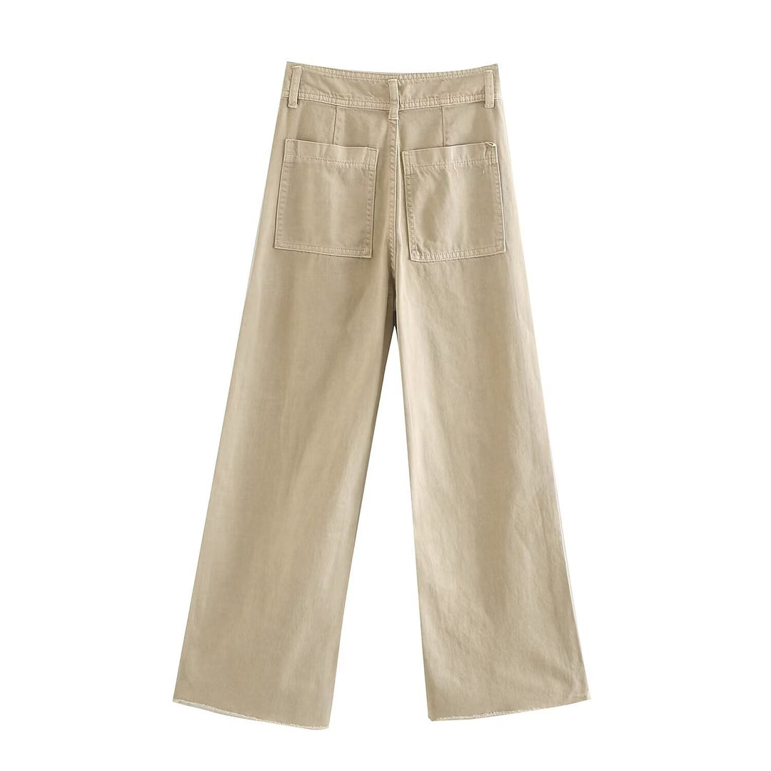 Damen weite High‑Waist Worker‑Hose mit aufgesetzten Gesäßtaschen Shop Nory