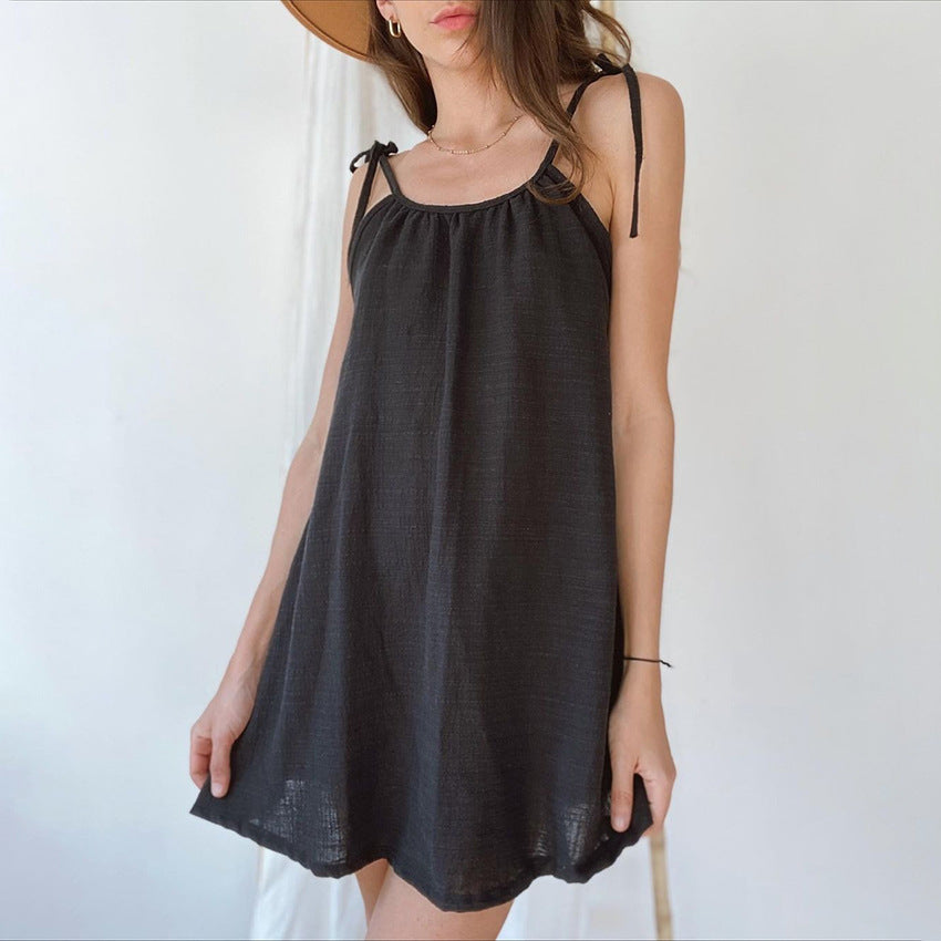 Damen leichtes Spaghettiträger Sommerkleid mit lockerer Passform Shopnory