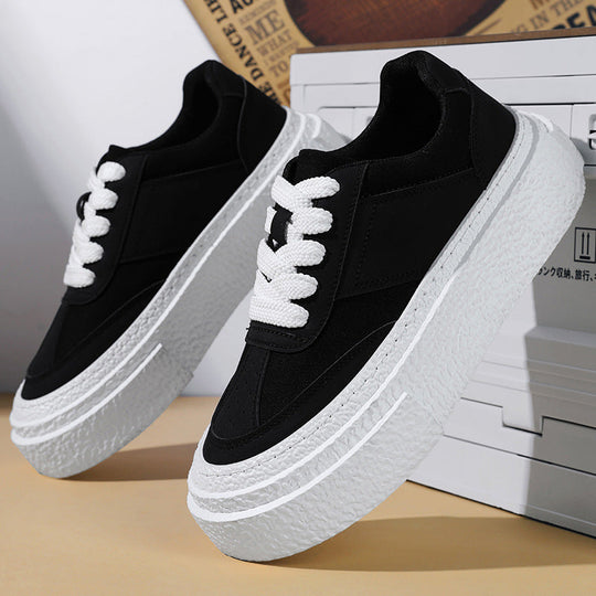 Damen modische Sneakers mit hoher Plateausohle und eleganter Oberflächenstruktur