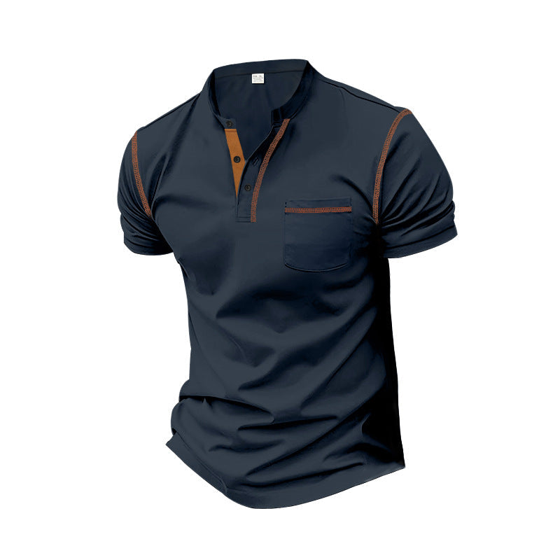 Herren shirt mit modernem Henley-Kragen und praktischen Brusttasche ShopNory