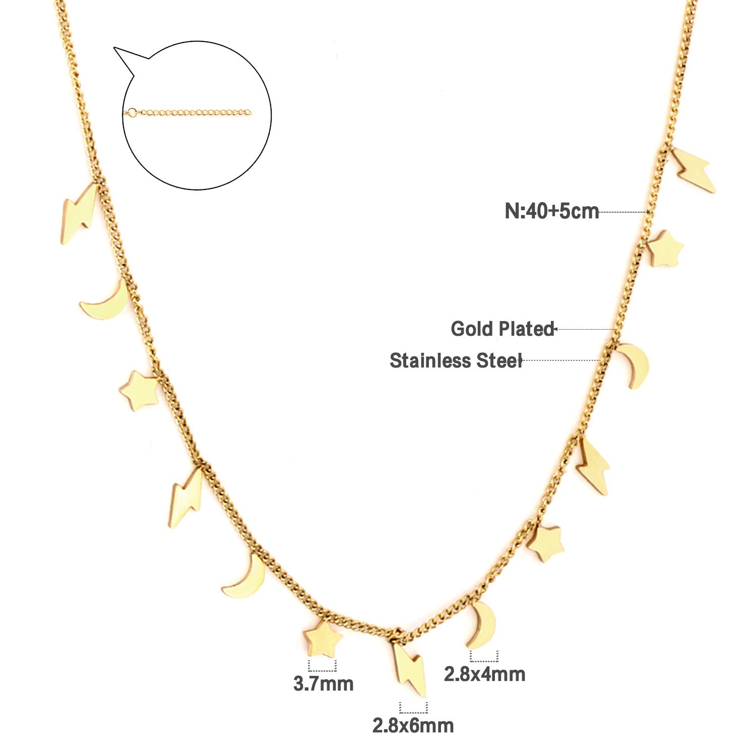Damen elegante Goldplattierte Halskette mit geometrischen Anhängern Shop Nory