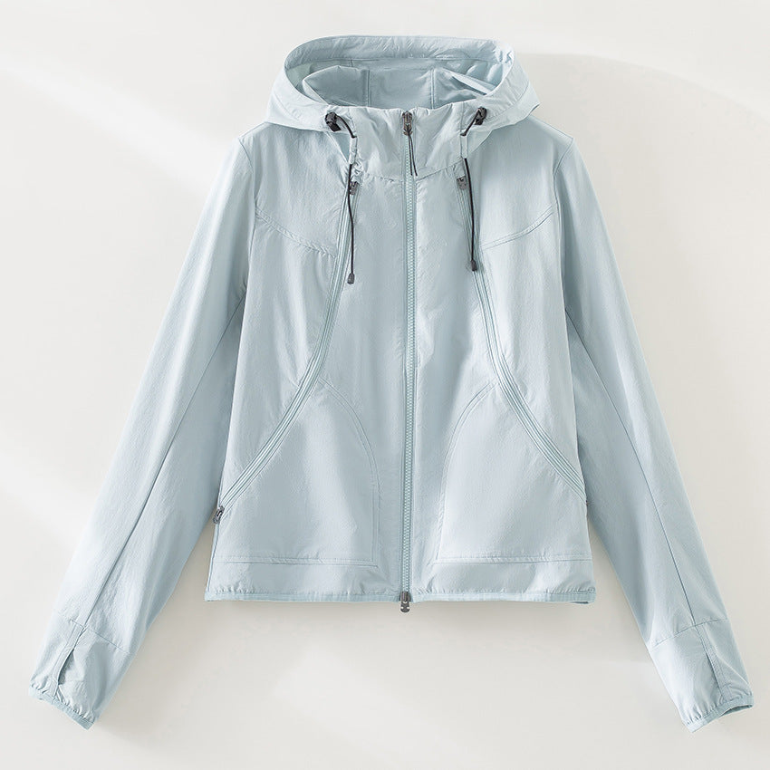 Damen Leichte Softshell-Outdoorjacke mit Kapuze und Zwei-Wege-Reißverschluss Shop Nory