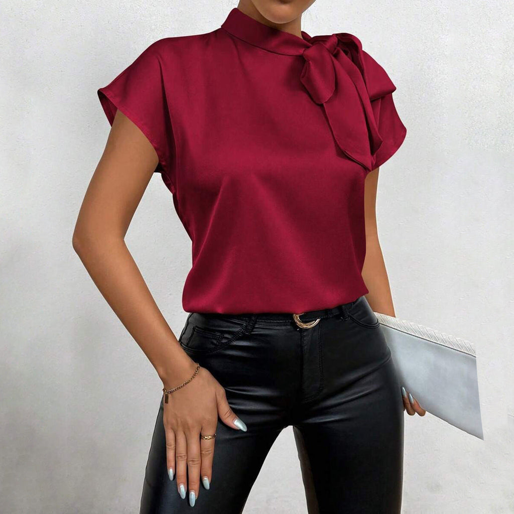 Damen Satin-Top mit eleganter Schleife
