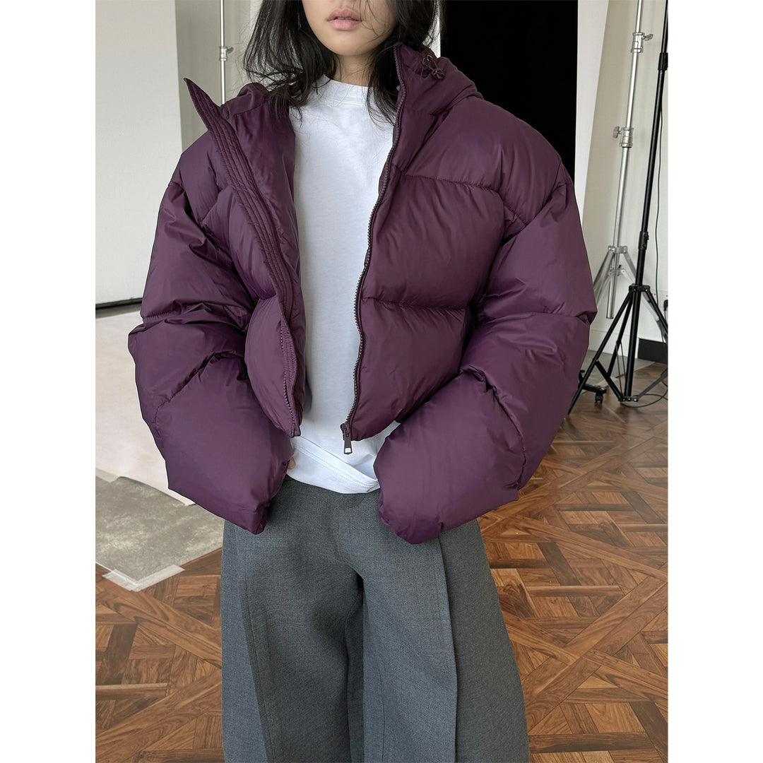 Damen Kurz geschnittene wattierte Pufferjacke mit Kapuze und winddichter Außenhülle Shop Nory