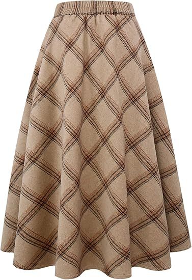 Damen Schwingender A-Linien Rock im modischen Karomuster Shopnory