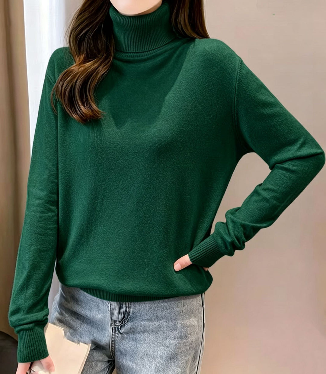 Damen Rollkragenpullover mit überschnittener Passform und gerippten Bündchen Shop Nory