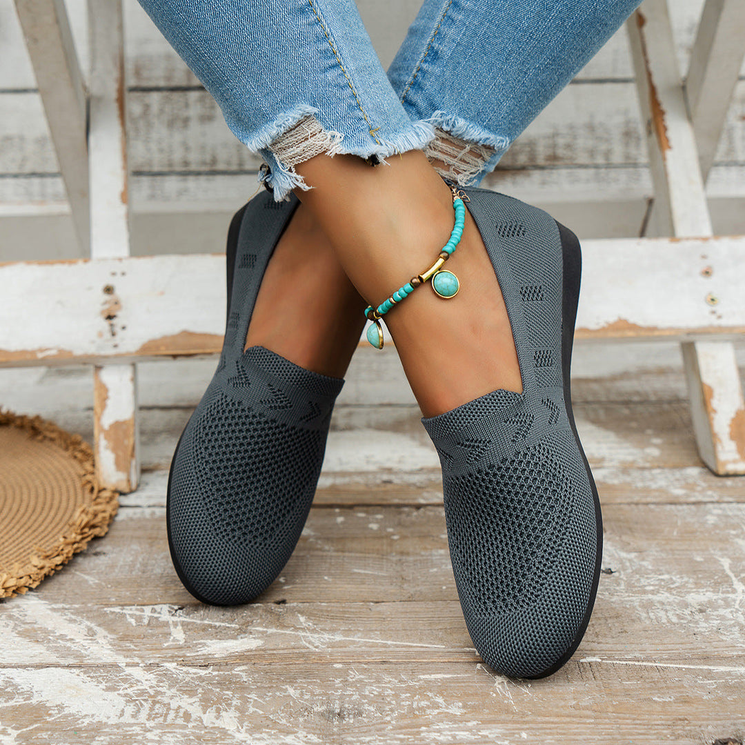 Damen Atmungsaktive Slip-On Sneakers mit flexiblem Strickdesign