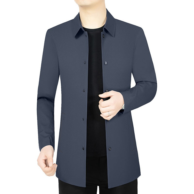 Herren Leichter ungefütterter City-Mantel im Hemdjackenstil mit minimalistischer Knopfleiste Shop Nory