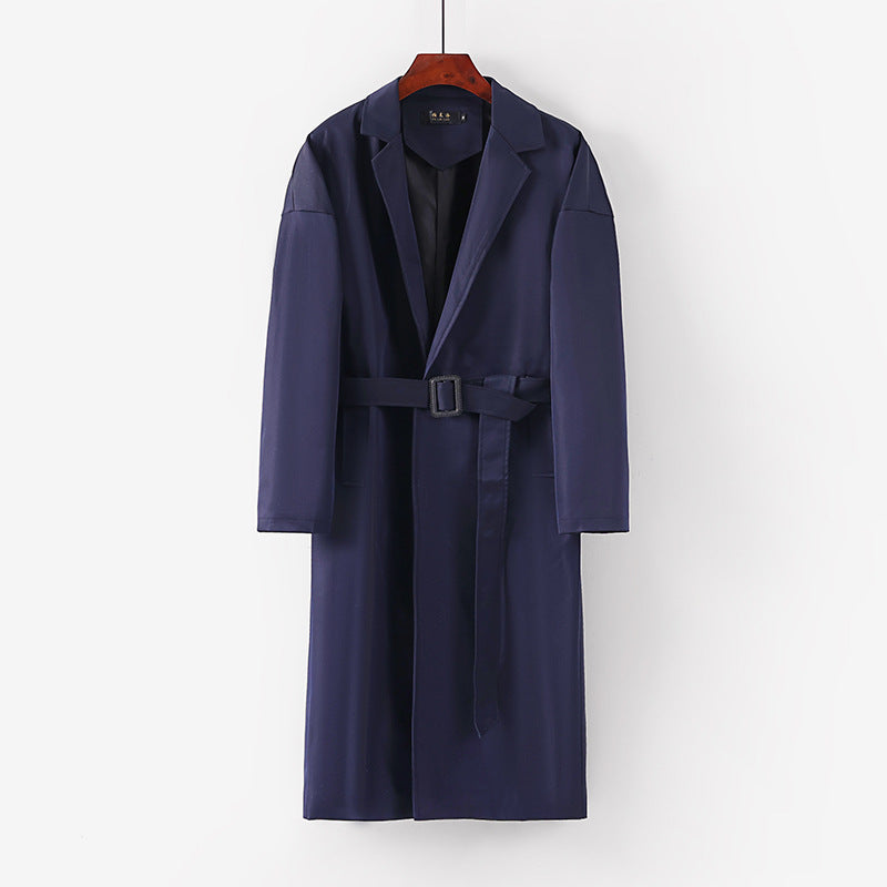 Damen Longline Trenchcoat mit Taillengürtel und fallendem Revers Shop Nory