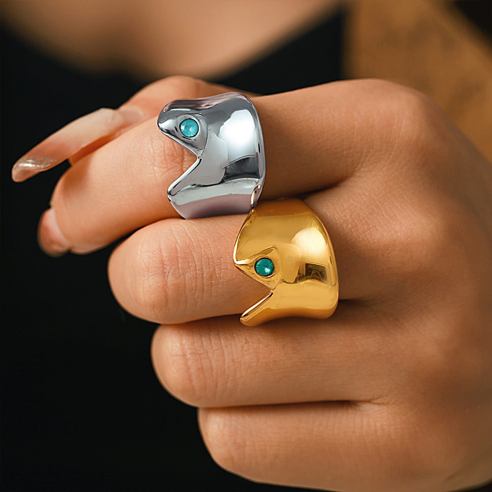 Damenring mit stilvollem Fischdesign aus hochwertigem Edelstahl Shop Nory