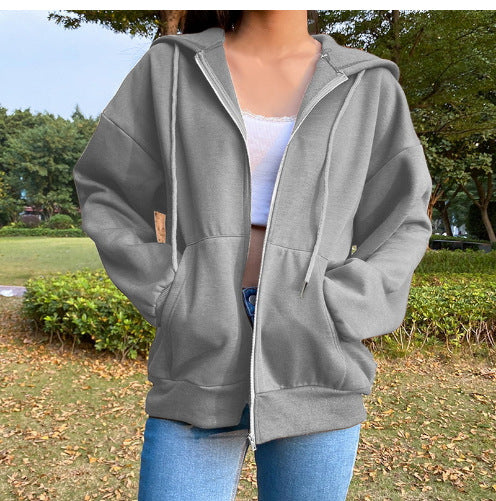 Damen bequeme Kapuzenjacke mit praktischen Taschen und lässigem Schnitt