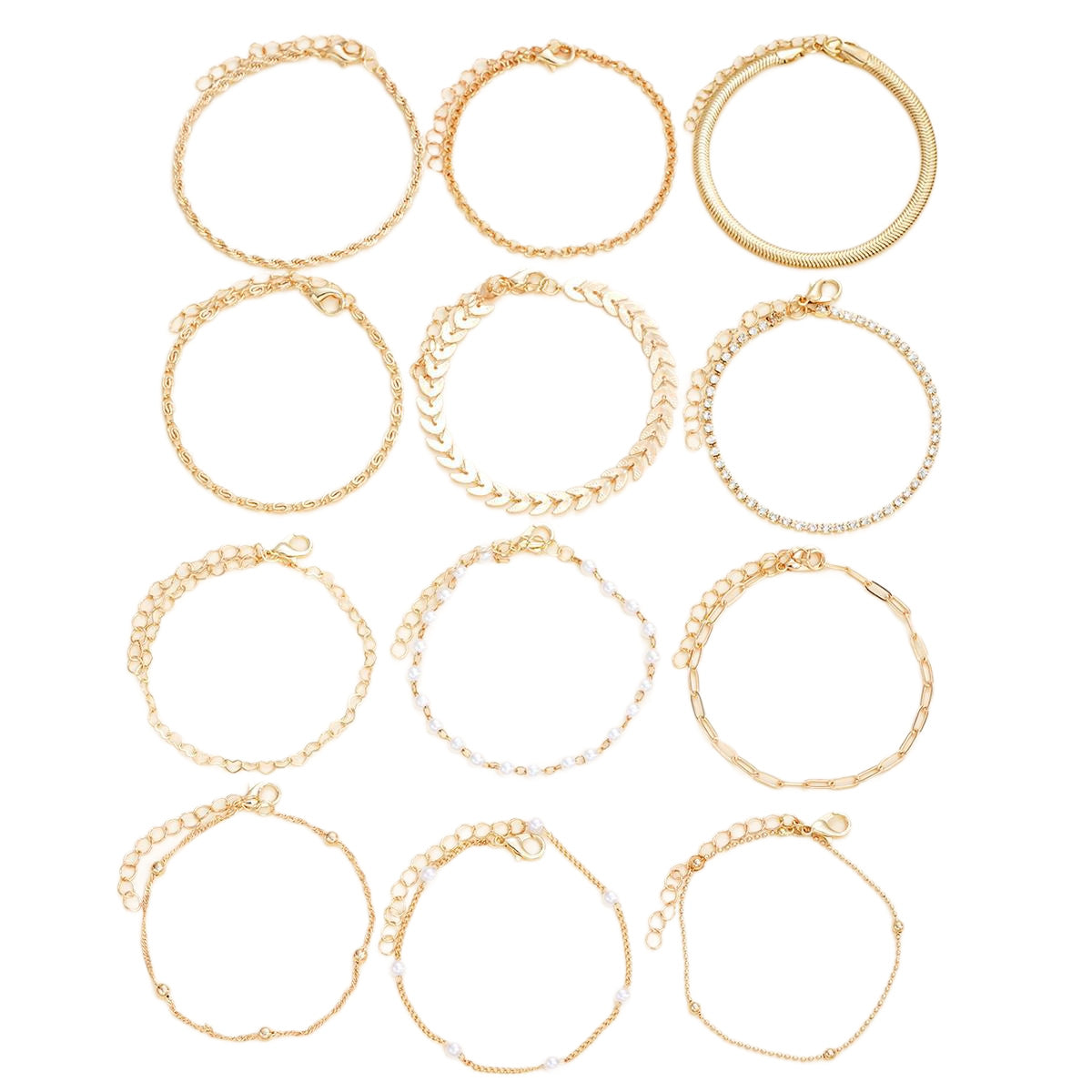 Damen Armband-Set mit funkelnden Kristallen und eleganten Kettendesigns Shop Nory