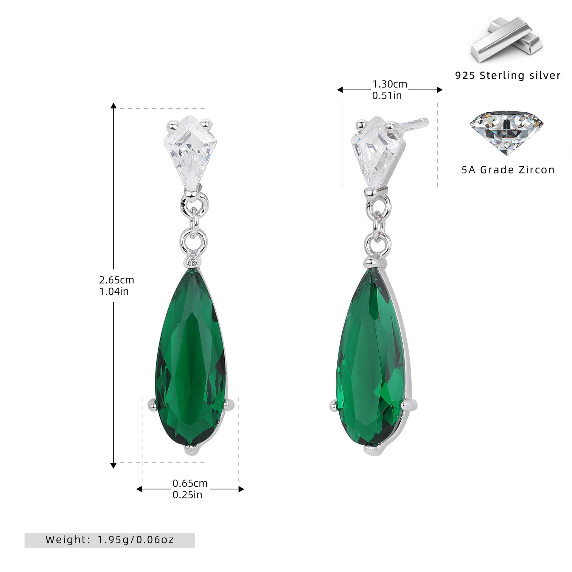 Damen Ohrhänger mit funkelnden Tropfen-Zirkonen aus hochwertigem 925 Sterling Silber Shop Nory