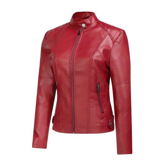 Damen Elegante und moderne Kunstlederjacke