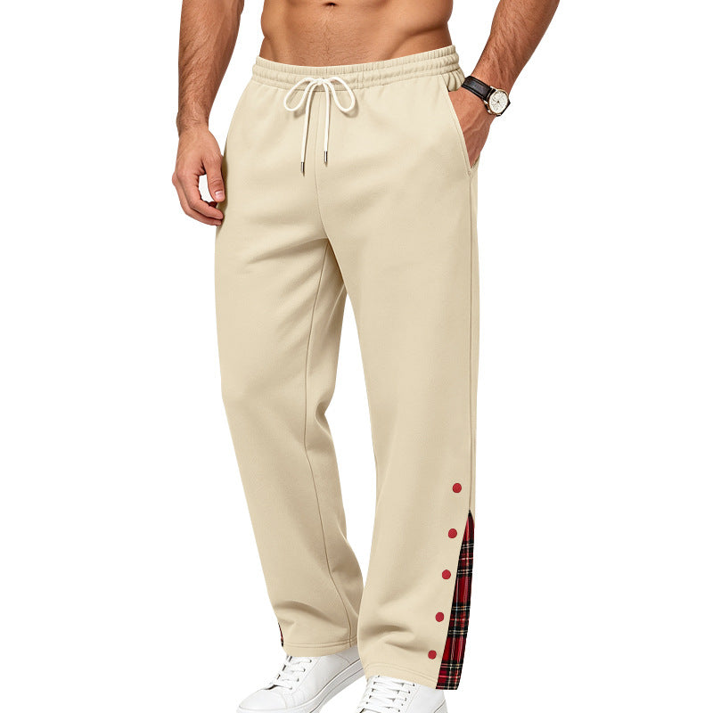 Herren Lockere Jogginghose mit Karo‑Einsatz und Druckknopf‑Details Shop Nory