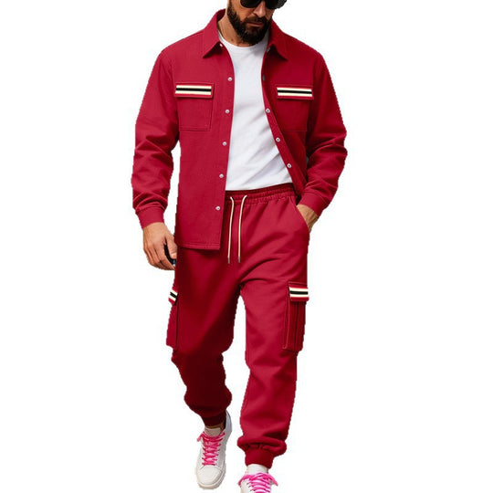 Herren Urbanes zweiteiliges Utility-Joggingset mit Overshirt und Cargo-Hose Shop Nory