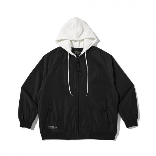 Unisex Oversize-Bomberjacke im Layering‑Look mit kontrastkapuze und Reißverschluss Shop Nory