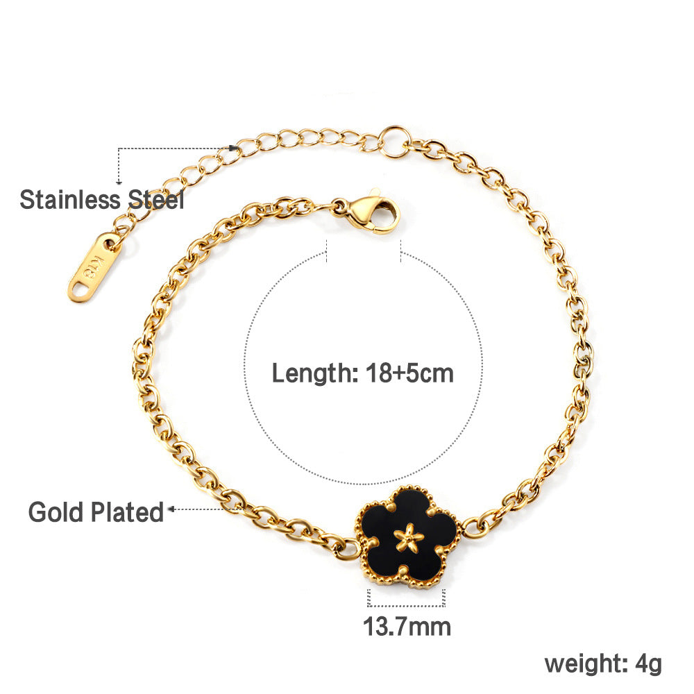 Damen Armband mit floralem Anhänger aus hochglanzpoliertem Edelstahl Shop Nory