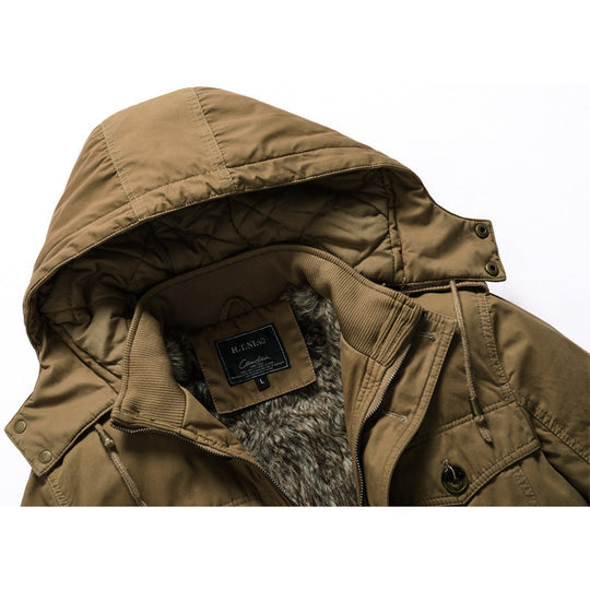 Herren Canvas-Parka mit gesteppter Thermofütterung, Kunstfell-Innenfutter und Kapuze Shop Nory
