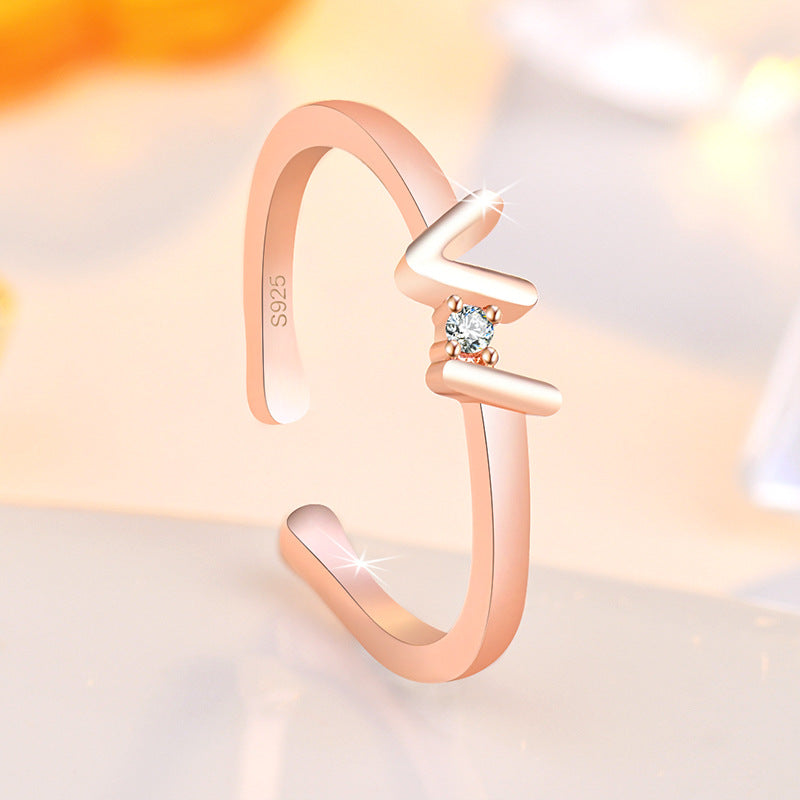 Damen Offener Ring mit geschwungenem Design und funkelndem Zirkonia-Besatz Shop Nory