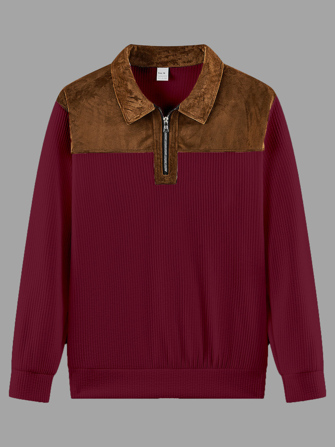 Unisex nan feinstrukturierter Strickpullover mit halbem Reißverschlusskragen und Samtbesatz Shop Nory