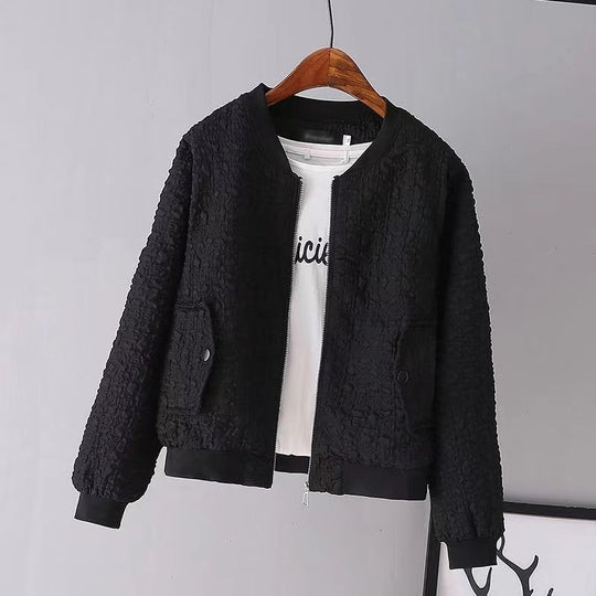 Damen Modische Boucle-Jacke mit Reißverschluss Shop Nory