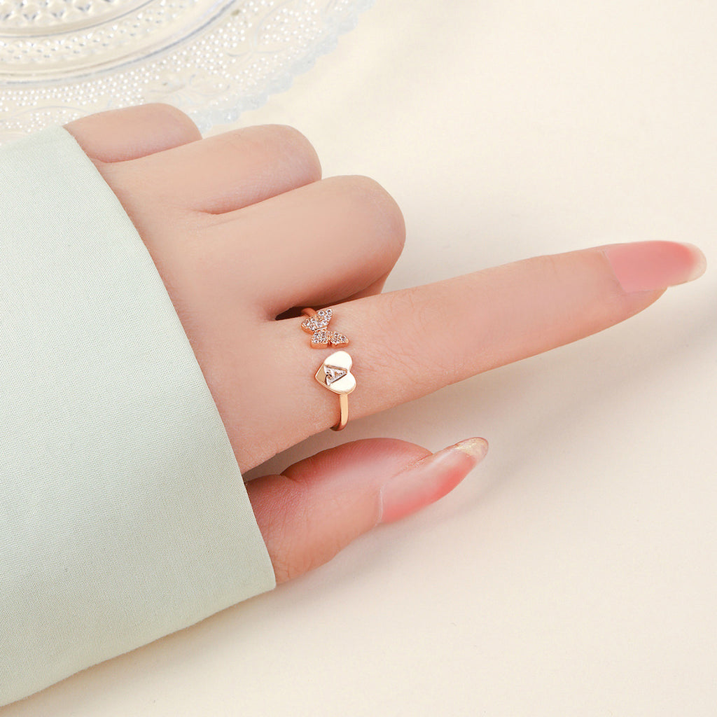 Damen eleganter Ring mit Schmetterling und Herz Shop Nory