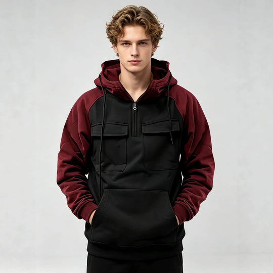 Herren Sportlicher Kapuzenpullover mit Funktionalen Taschen