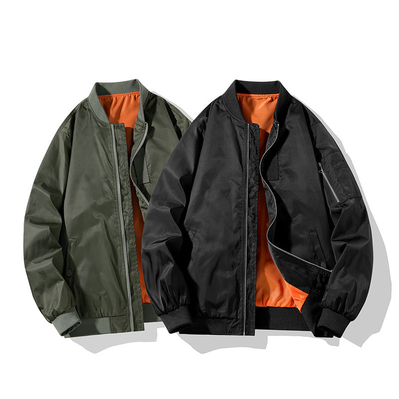 Herren Piloten-Bomberjacke im Military-Look mit kontrastierendem Innenfutter, Ärmeltasche und gerippten Bündchen Shop Nory