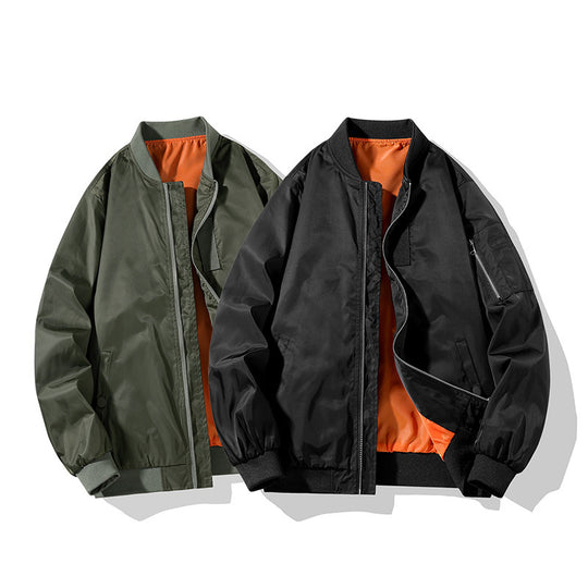 Herren Piloten-Bomberjacke im Military-Look mit kontrastierendem Innenfutter, Ärmeltasche und gerippten Bündchen Shop Nory